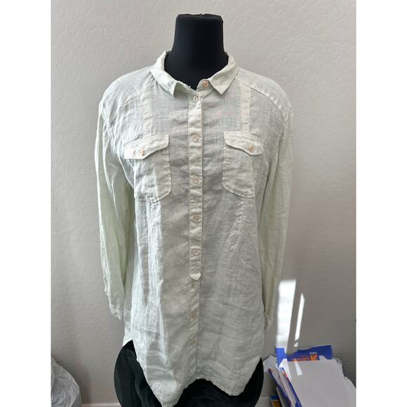 WRAP LONDON | 100% Linen Long Sleeve Button Down Shirt Mint Green NWT | Size 10 - Picture 2 of 8